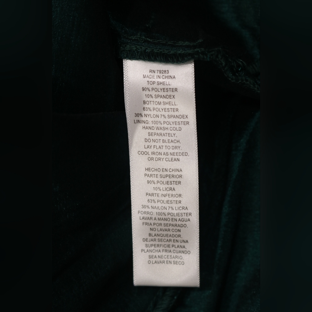Alex Evenings Plus Size Surplice-Neck Mixed-Media Dress - Black/emerald - Picture 8 of 8